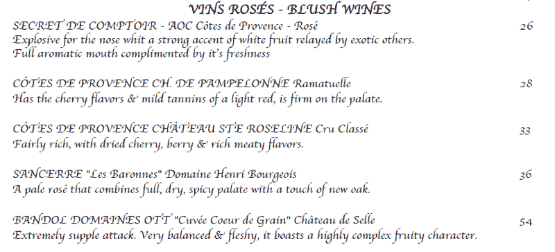 Ros&eacute; wines